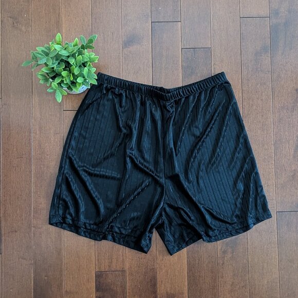 BLACK SHEER STRIPE VINTAGE PJ LINGERIE SHORTS - Picture 1 of 4